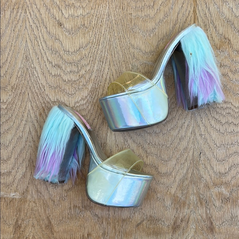 Brand New Monster Fur Platform Heels